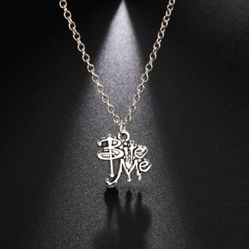 Skyrim Bite Me Message Charm Pendant Women Jewelry Chain Necklace For Anniversary Or Gifts