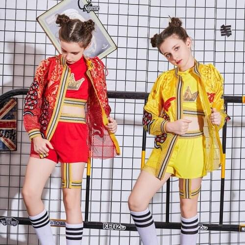 Children Hip Hop Performance Clothes Jazz Dance Costume Kids Chinese Style Street Dance 3 Pieces Set Catwalk Show Outfit