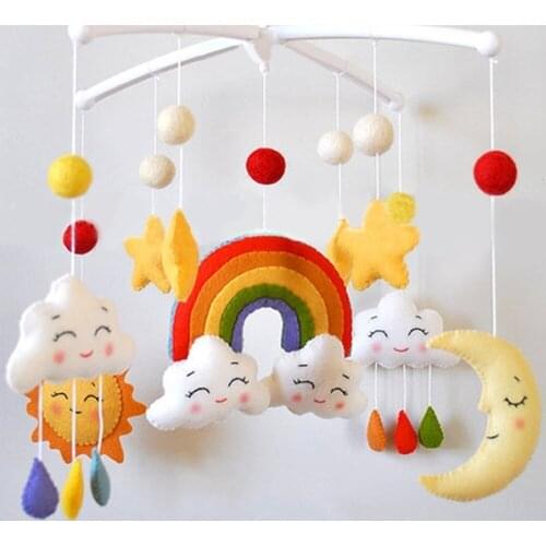 Pregnant Woman Handmade Baby Rattle Toy Cartoon Baby Crib Holder Rattles Bracket Clockwork Music DIY Bed Bell Material Package