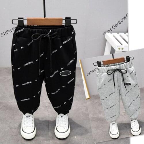 Kids Trousers Boys Pants Fashion Letter Print Cargo Pants Casual Clothes Elastic Waist Boy Casual Pants Spring Autumn Sweatpants