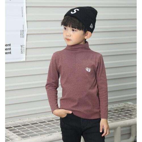 Girls Boys Bottoming T-shirts Childrens Tops Double Plush Warm Turtleneck Shirts Teens Solid Korean Clothes Autumn Winter