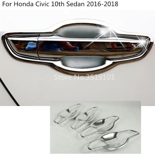 Car Body Styling Cover Trim ABS Chrome External Door Bowl Stick Lamp Frame 8pcs For Honda Civic 10th Sedan 2016 2017 2018 2019