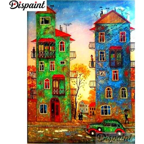 Dispaint "Car house" Diamond Painting 5D Full Square/Round Drill Home Decor DIY Diamond Embroidery Cross Stitch A10938
