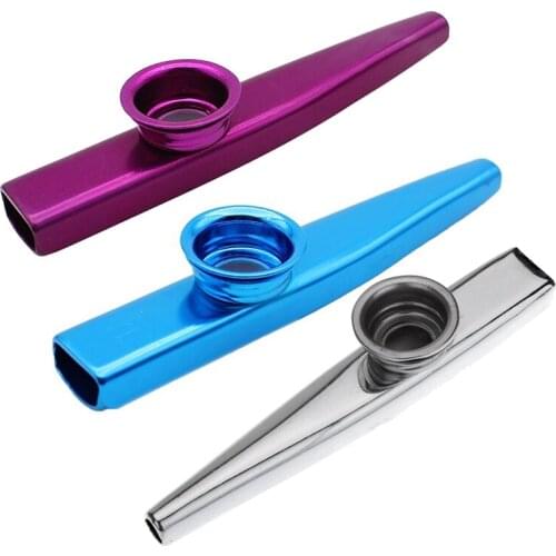 Kazoo Aluminum Alloy Metal With 5 Pcs Gifts Flute Diaphragm For Children Music-Lovers, Purple & Blue & Silver(3 Set)