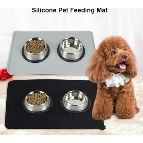 Waterproof Pet Mat for Dog Cat Silicone Pet Food Pad Non-Skid Durable Pet Bowl Drinking Mat Dog Feeding Placemat Easy Washing