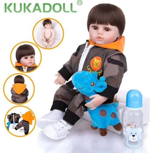 Simulation 18 Inch Reborn Boy Doll 48CM Cloth Body Toddler Baby Toy Playmate For Kids Fashion Birthday Christmas Present