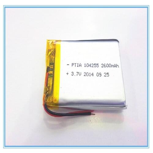 Best battery brand Free shipping 3.7 V lithium polymer battery 2600 mah 104255 mobile power supply tablet GPS navigator