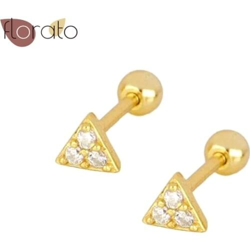 Minimalist Crystal Small Stud Earrings 925 Sterling Silver Ear Needle Mini Cute Lightning Pendant Women Jewelry Birthday Gifts