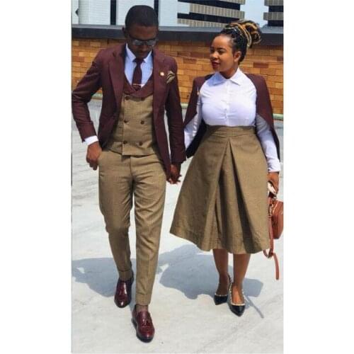 Fashion Designs Burgundy Mens Suit 3 Pieces Slim Fit Wedding Suits for Men Luxury Blazer Groom Tuxedo Jacket Pants Vest Set