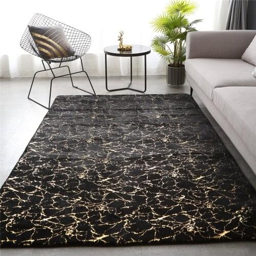 Soft Faux Rabbit Fur Area Rug Crack Gold Foil Print Carpet Fluffy Bedside Mat Living Room Carpet Home Decor Carpet Kid Play Mats