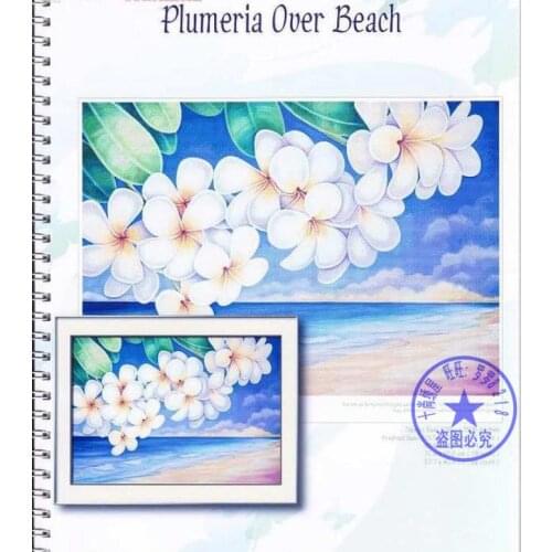 Top Quality hot selling classical lovely counted cross stitch kit plumeria over beach white flowers flower
