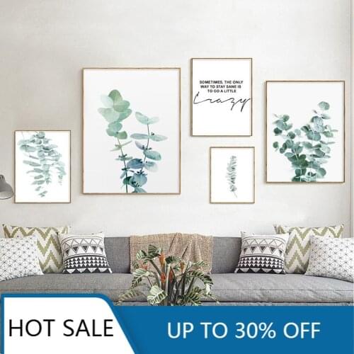 Green Plant Leaves Wall Art Canvas Painting Posters and Prints Nordic Eucalyptus Wall Picture For Aesthetic Home Decoration