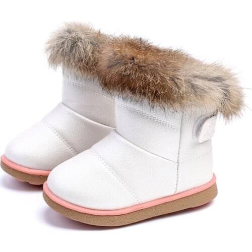 New 2018 Little Girls Kids Winter Warm Toddler Snow Boots Shoes For Girls Baby Pink White Black Princess Boots 1 2 3 4 5 6 Years