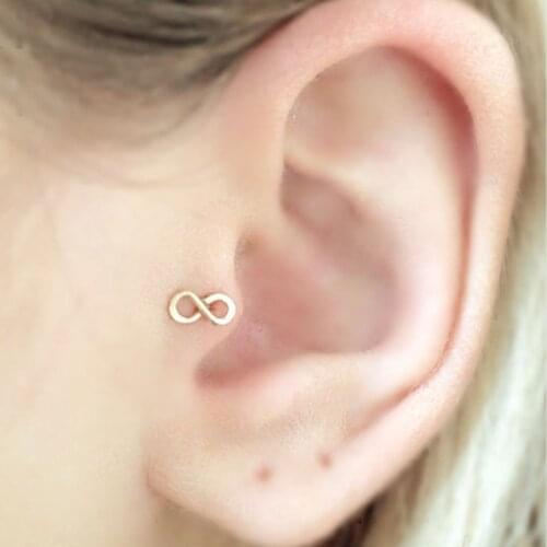 Original Tiny Infinity Tragus Earring For Women 2021 Minimalist Brass Gold Tone Nostril Piercing Nose Ring Jewelry Femme Bijoux