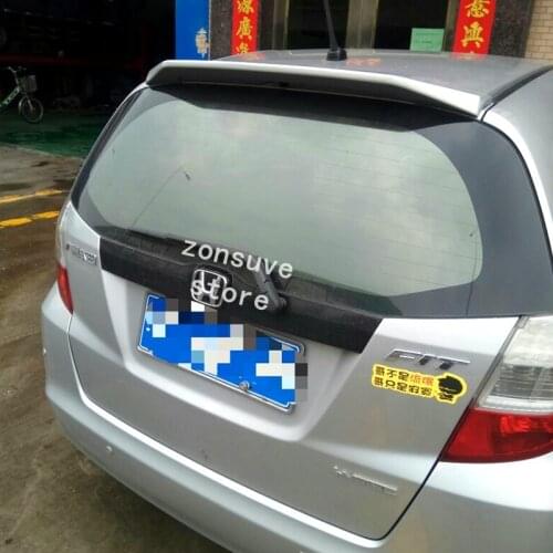 Use For Honda Jazz Fit 2008--2013 Year Spoiler Sport ABS Plastic Carbon Fiber Look Rear Trunk Wing Car Body Kit Accessories