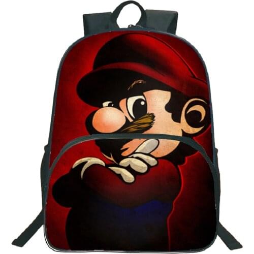 16 Inch Mochila Children Cartoon Mario Bros School Bags Kids Cute Anime Print Large Primary Bookbags Boys Girls Backpack