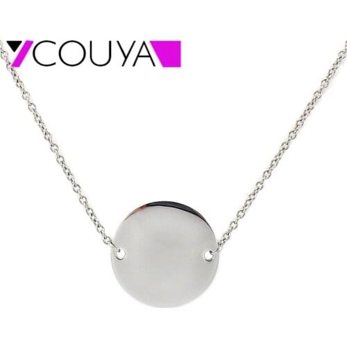 Silver Color Sexy Simple Layer Chain Necklace Steel Round Pendant Cross Chain Necklace Women Neck Laces Wholesale