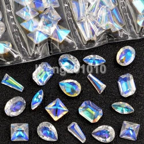 Mixed 6 shapes glitter nail art decorations rhinestones manicure fake nails accessories new arrive