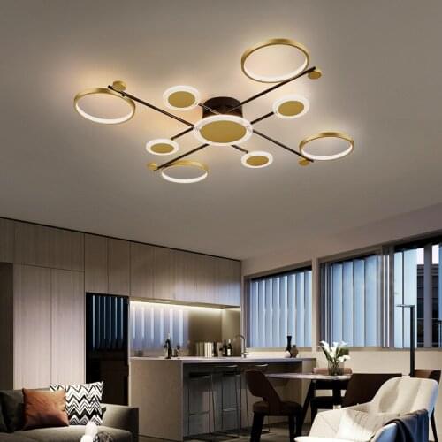 Modern Home Indoor LED Chandeliers Simple Elegant for Living Room Bedroom Kitchen Decoration Black Gold Ceiling Lighting Lamps