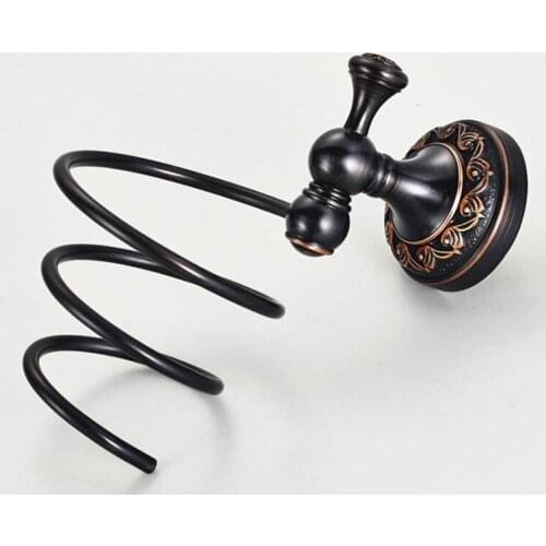 European bathroom Hairdryer Black Wall Mount Holder Shelf Hairdryer Storage Rack Hair Dryer Drier