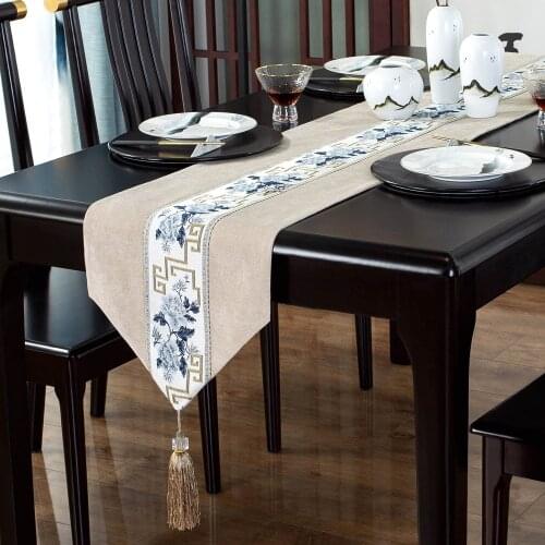 Embroider Table Runner Flower Tassel Luxury Table Decoration Accessory Party Wedding Decoration Table Art