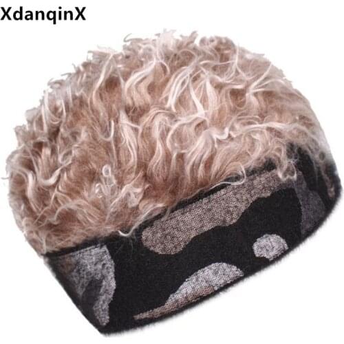 XdanqinX Novelty Beanies Hats For Men And Women Wig Prop Hat Hip Hop Hat New Winter Couple Hats Casual Sports Cap Snapback Cap