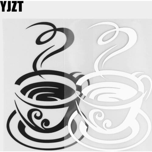 YJZT 10.1×15.5CM Coffee Cup Fashion Decoration Car Sticker Creative Vinyl Decal Black / Silver 20D-0300