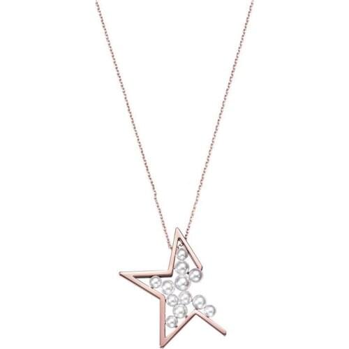 LONDANY pearl necklace Star Pentagram Missing Angle Rose Gold color Pendant Necklace