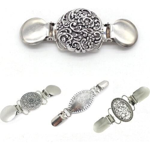 Flower Patterns Clip Women Girls Knitwear Shawl Brooches Pins Vintage Sweater Buckles Dresses Cardigan Collar Clip Cloth Decor