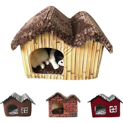 Dog House Cat Kennel Warm Cat Cage Cute Dog House Puppy Nest Pet House Puppy Cat Comfortable Foldable Pet Bed Niche Pour Chien