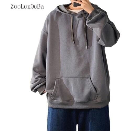 Winter Sweatshirt Men Women Coat Gray Fleece Hoodie Simple Long Sleeved Pullover Men