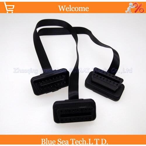 1 pcs 16 Pin OBD2 male to 2x female Adapter/extension cord/cable for Auto double OBD2 Device ,2*30cm OBD cable