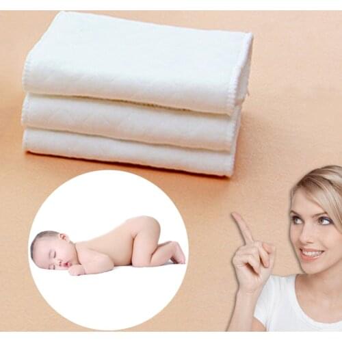 Cotton 10pcs/set Soft Breathable Reusable Pure Cotton Baby Cloth Diaper Nappy Liners Insert 3 Layers