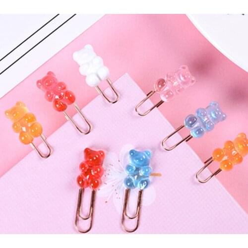 10pcs/lot Kawaii Rainbow Bear Paper Clip Decorative Bookmark Binder File Clips School Office Stationery Accessories