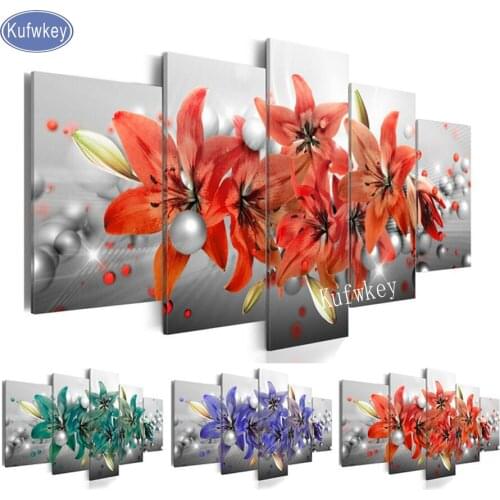 5pcs,Diamond Embroidery lily flowers,5D DIY Diamond Painting,Cross Stitch 3D,Diamond Mosaic,maznaya,pattern,sets for needlework