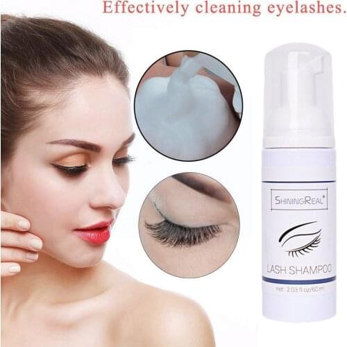 60ml Eyelash Extensions Shampoo Eyelash Extension Glue No Pump Clean Foam Lash Eye Cleaning Makeup Design Stimulation D0D7