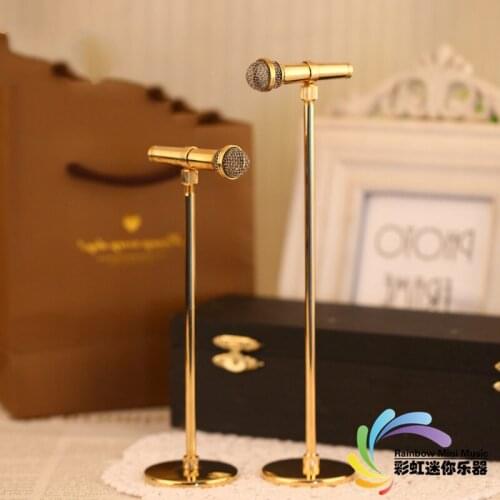 1/6 puppet musical instrument accessories mini copper gold-plated microphone microphone model adjustable height