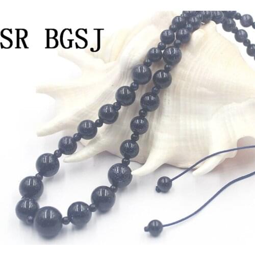 Free Shipping 4-12mm Blue Sand Stone Graduated Natural Gems Genuine Stone Adjustable Fashion Jewelry Necklace 18"