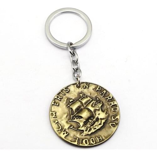 Game Uncharted 4 Keychain Coin Shape Mysterious sea area Key Ring Holder Chaveiro Key Chain Bag Charm Pendant Gift Jewelry