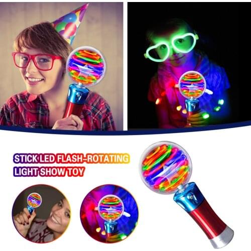 Childrens Luminous Magic Ball Toy Stick LED Flash-Rotating Light Show Toy 7.5” Magic Ball Wand Fun LED Party Gift for Kids