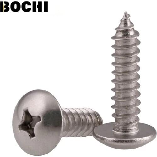 GB/T 20pcs M6 304 stainless steel large flat head self tapping screw round head phillips truss mushroom screws