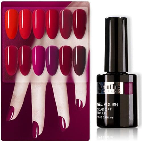 Beautilux Gel Nail Polish Wine Red Cherry Burgundy Color Soak Off UV LED Gels Lacquer Semi Permanent Nails Varnish AC49-60 10ml