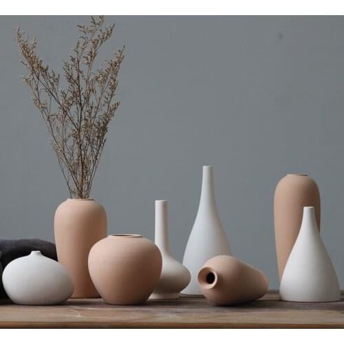 Nordic Modern Simple Process Ceramic Vase Ornament Plain Billet Homestay Living Room Flower Arrangement Home Decoration Ornament