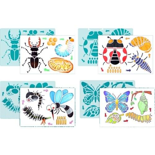 4pc Stencils Butterfly PaintingTemplate DIY Scrapbooking Album Decor Bullet Journal Accessories Office School Supplies Reusable