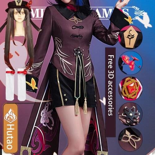 Game Genshin Impact Hu Tao Cosplay Costume HuTao Costume Anime Outfit Dress Halloween Party Women Girl Uniform