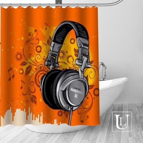 Best Nice Custom Music headset Shower Curtain Personalized pattern Bath Curtain Waterproof Fabric For Bathroom more size