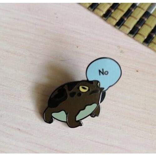 Cartoon Frog Pin Badge Cute Amphibians Funny ''No'' Toad Brooch Jewelry Decor