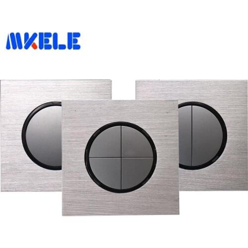 15A Aluminum Eu Random Click Wall Light Switch 1/2 Gang LED Indicator Push Button Wall Switch