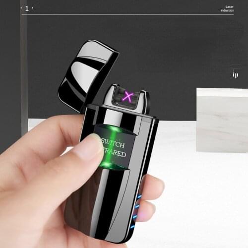 New Sports Car Dual-arc Smart Laser Induction Dual-arc Windproof Lighter Power Display Smoking Accessories for Weed Gift for Men