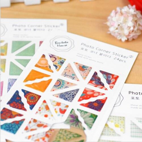 New 1 Sheet Album Corner Stickers Sweet Floral Right Angle Diary Photo Albums Decorative Stickers